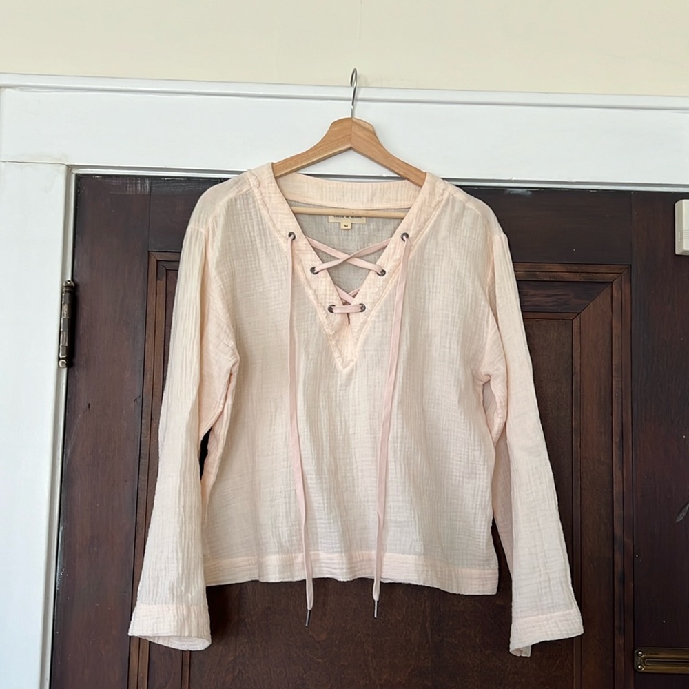 Cloth and Stone Gauze, Crisscross Laced Shirt